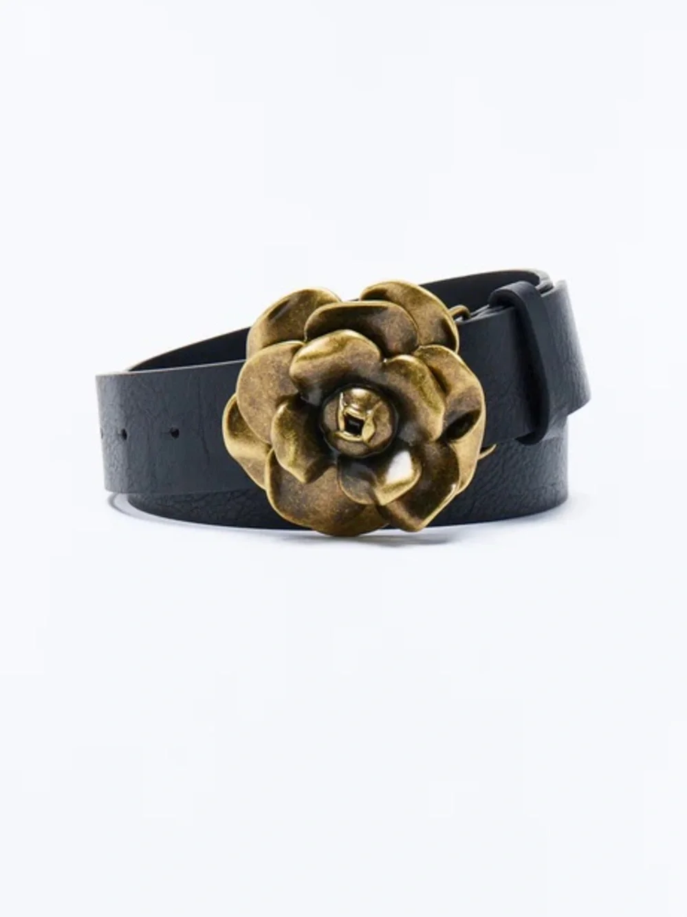 Vintage Antique Gold Flower Buckle Faux Leather Belt NEW 🏷️